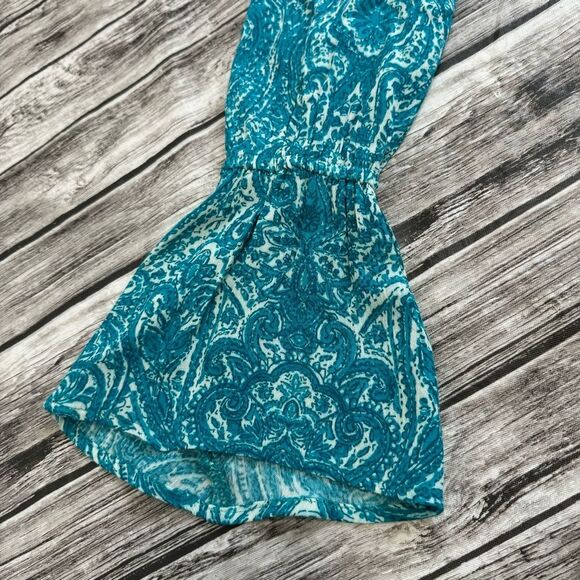 Women's Lucy Love Lace Up Casanova Blouse Tunic Teal Paisley L NWT - Picture 6 of 15